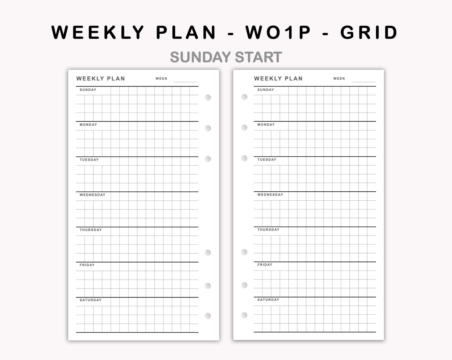 Personal Inserts - Weekly Plan - WO1P - Grid