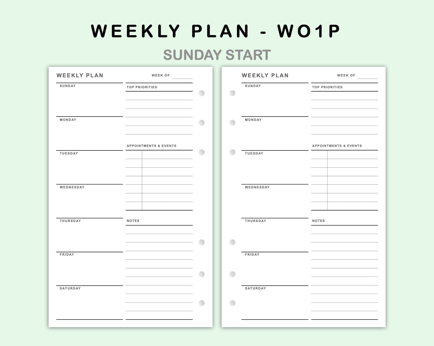FC Compact Inserts - Weekly Plan - WO1P - with Top Priority