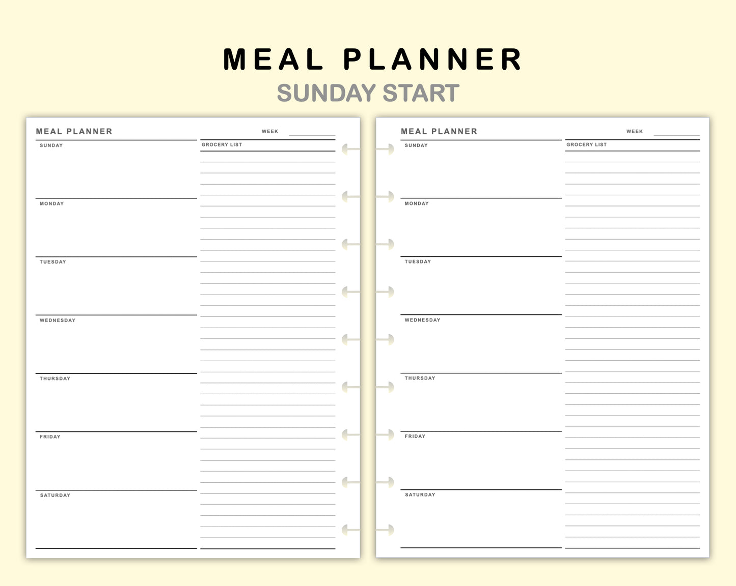 Classic HP Inserts - Meal Planner with Grocery List