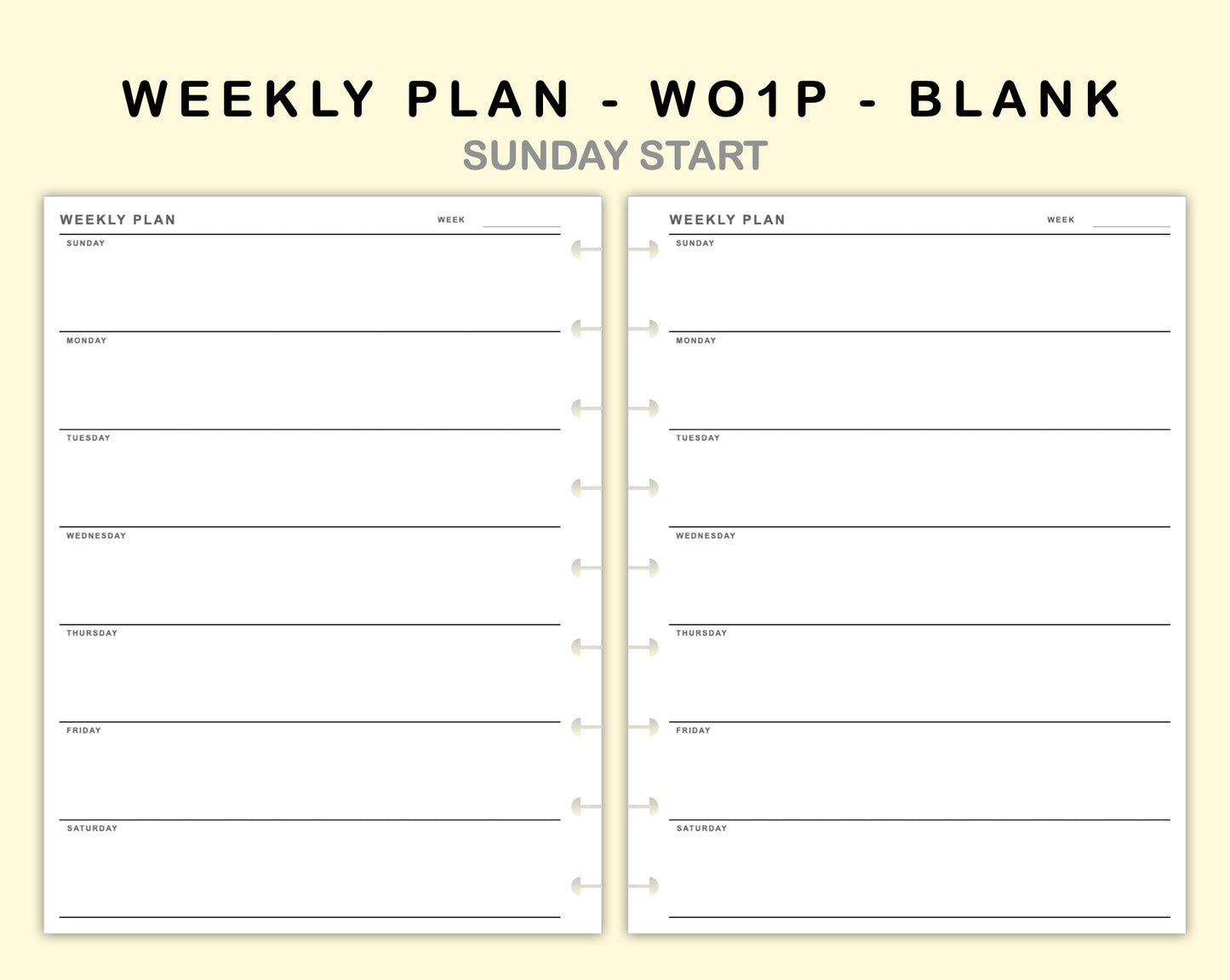 Classic HP Inserts - Weekly Plan - WO1P - Blank
