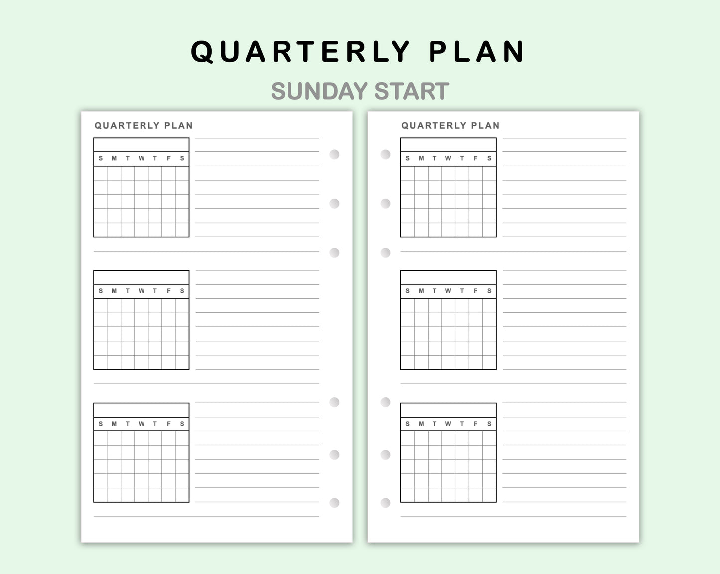 FC Compact Inserts - Quarterly Plan with Calendar