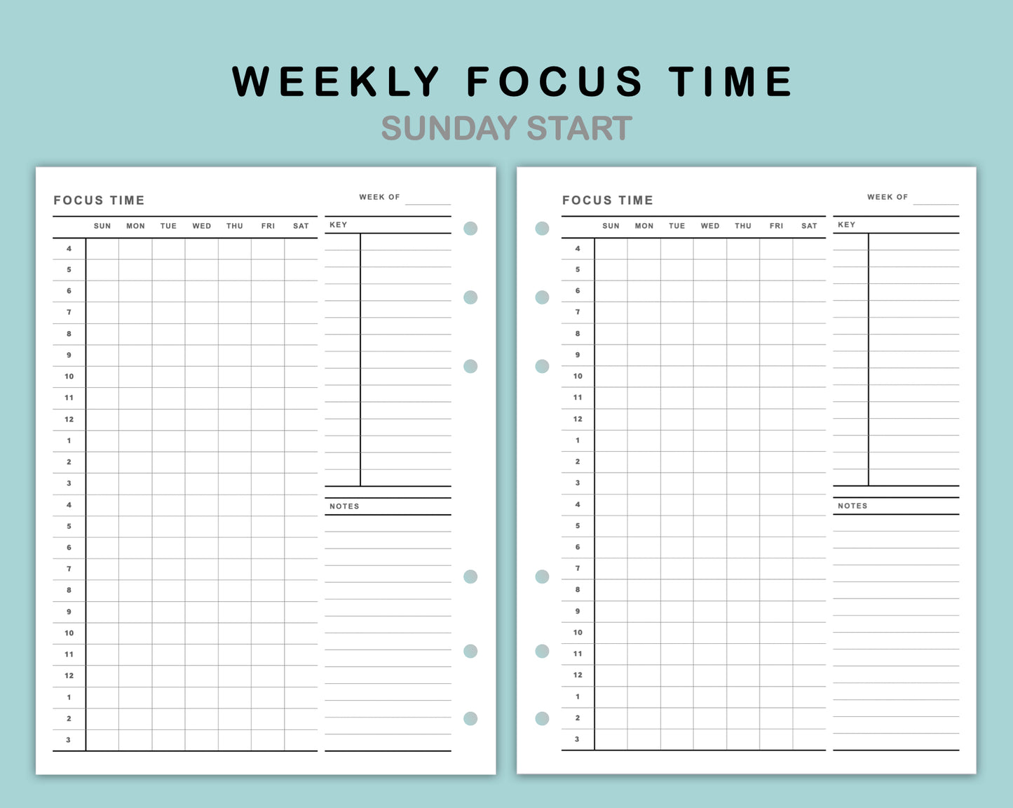 B6 Wide Inserts - Weekly Focus Time