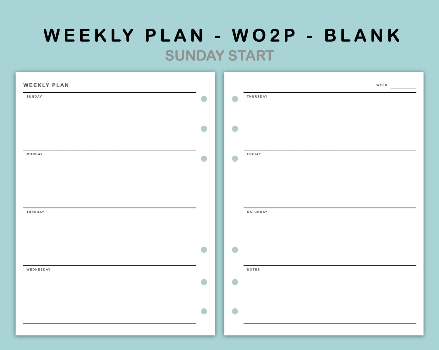 B6 Wide Inserts - Weekly Plan - WO2P - Blank