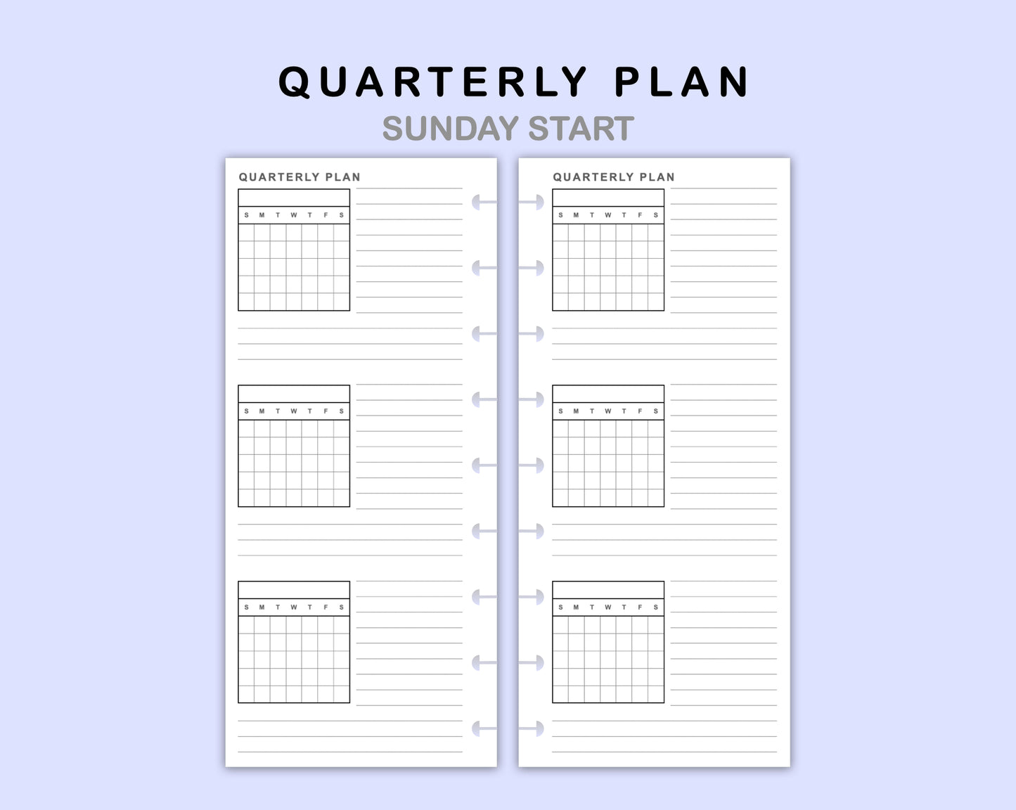 Skinny Classic HP Inserts - Quarterly Plan with Calendar