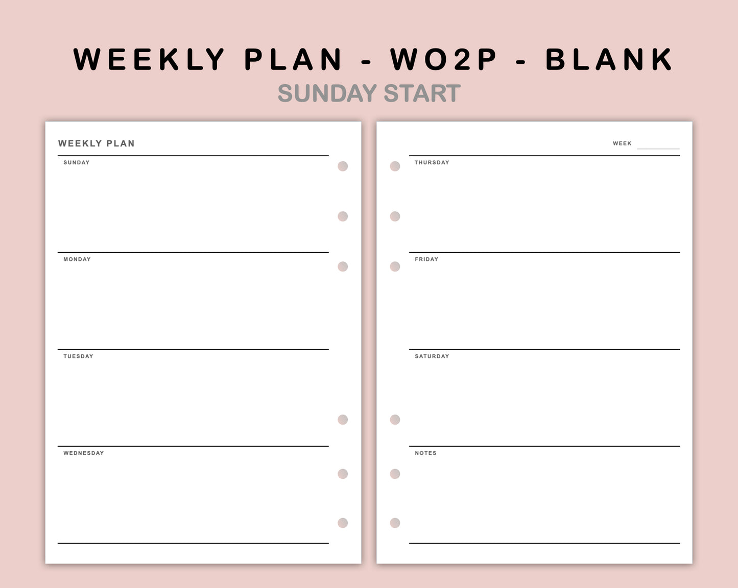 B6 Inserts - Weekly Plan - WO2P - Blank