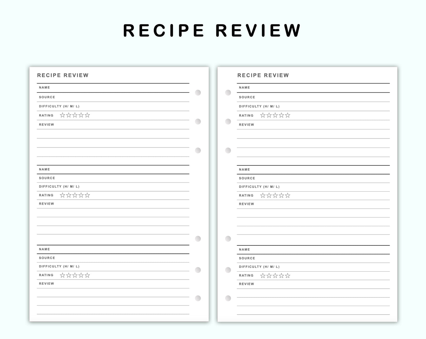 Personal Wide Inserts - Recipe