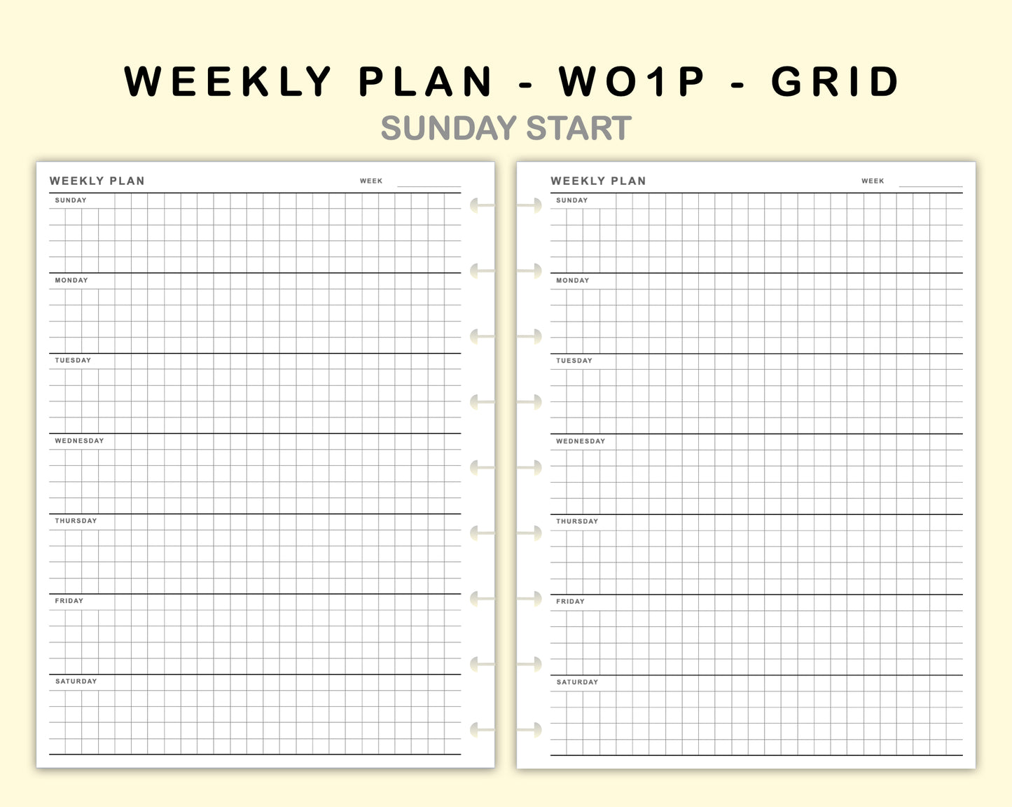 Classic HP Inserts - Weekly Plan - WO1P - Grid