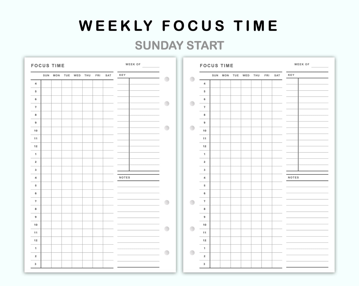 Personal Wide Inserts - Weekly Focus Time