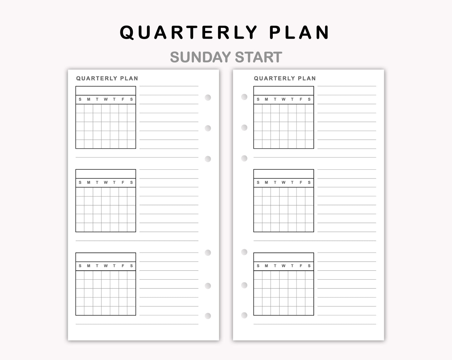 Personal Inserts - Quarterly Plan with Calendar