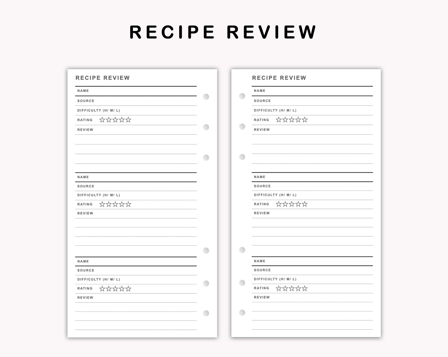 Personal Inserts - Recipe