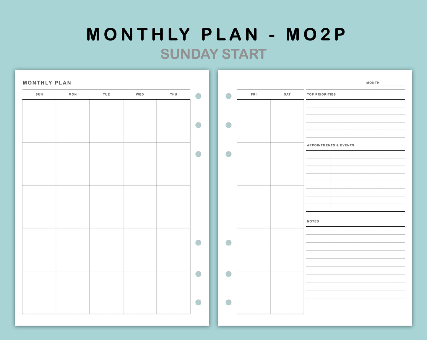 B6 Wide Inserts - Monthly Plan - MO2P - with Top Priority