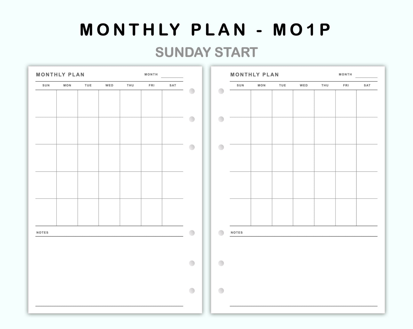 Personal Wide Inserts - Monthly Plan - MO1P