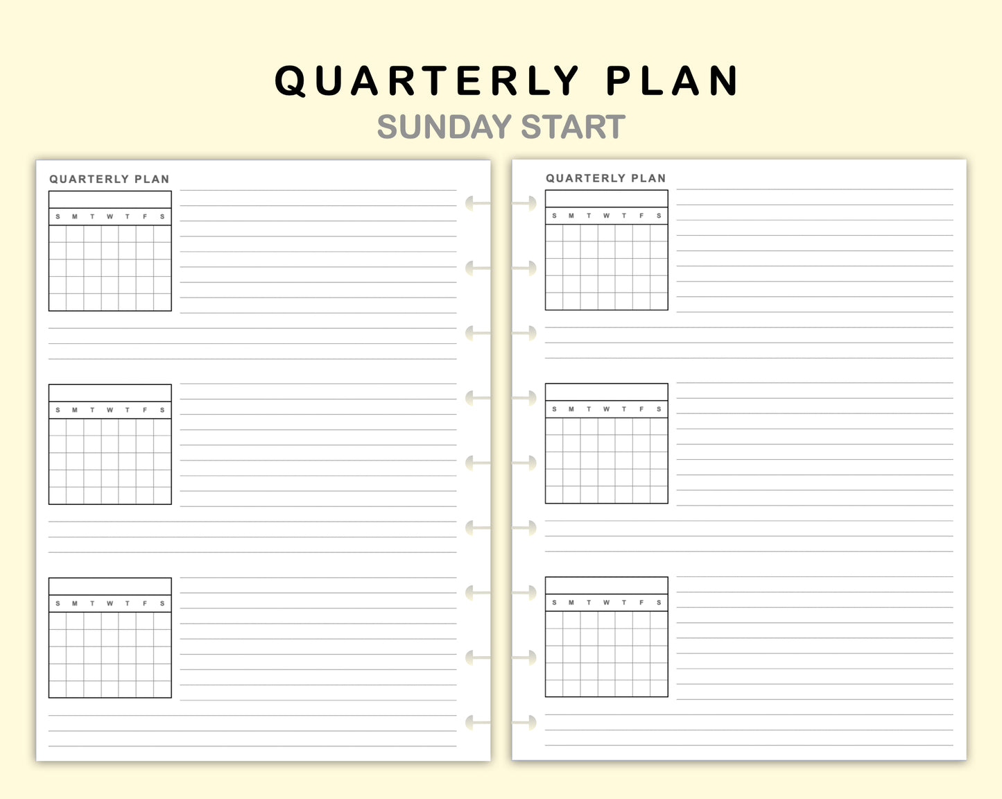 Classic HP Inserts - Quarterly Plan with Calendar