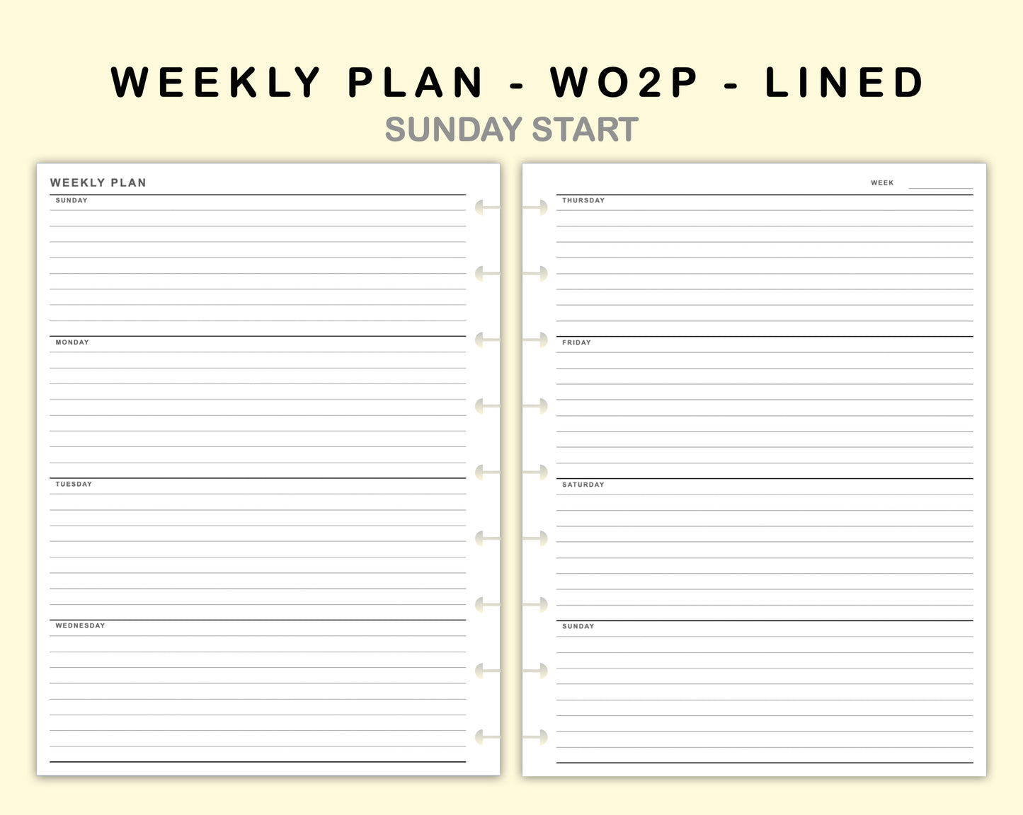Classic HP Inserts - Weekly Plan - WO2P - Lined