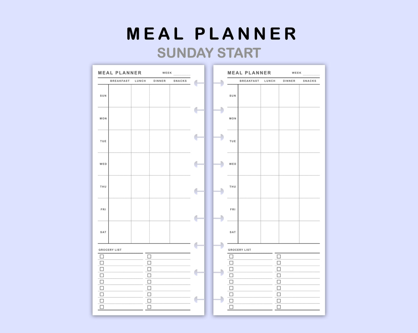 Skinny Classic HP Inserts - Meal Planner with Grocery List