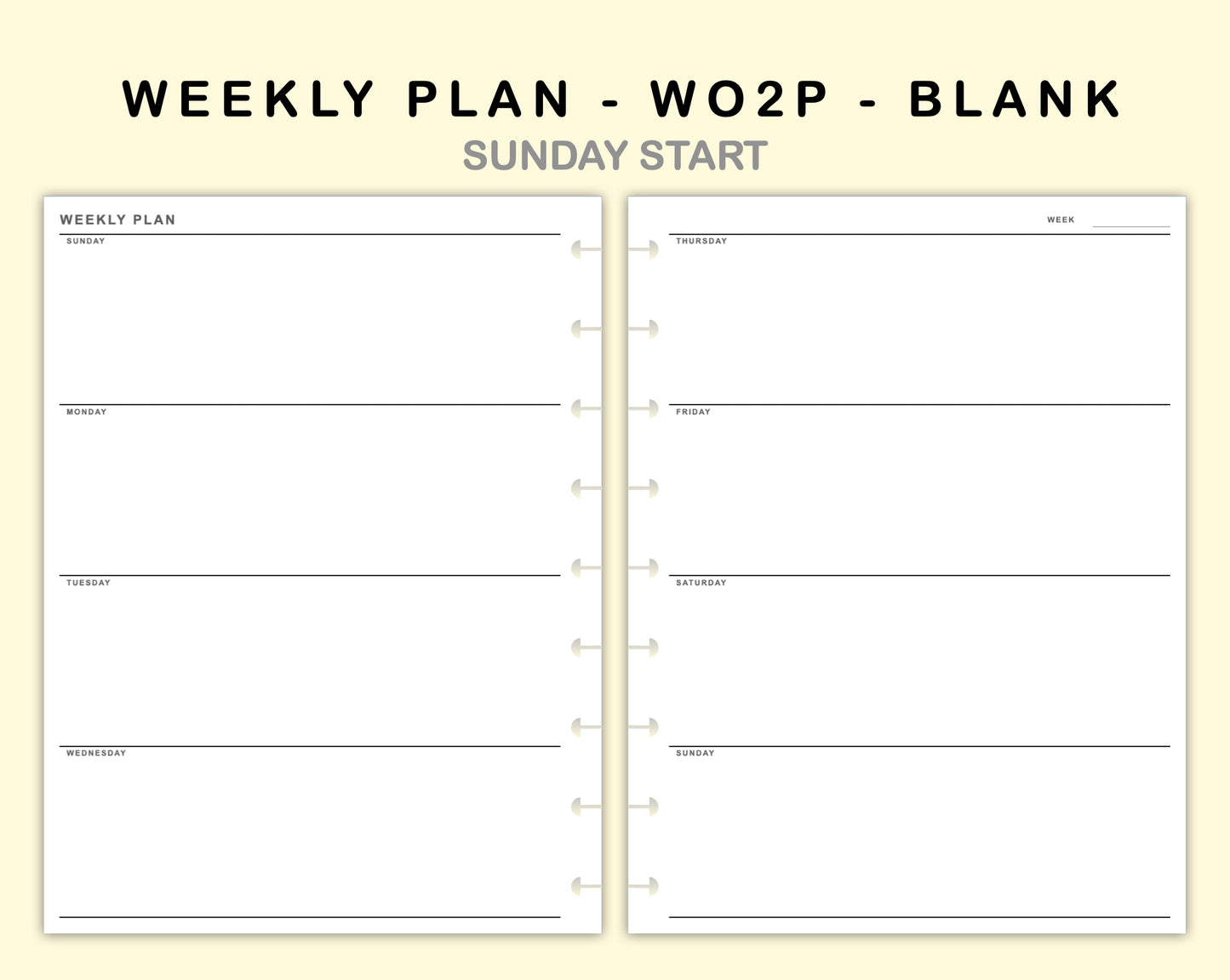 Classic HP Inserts - Weekly Plan - WO2P - Blank