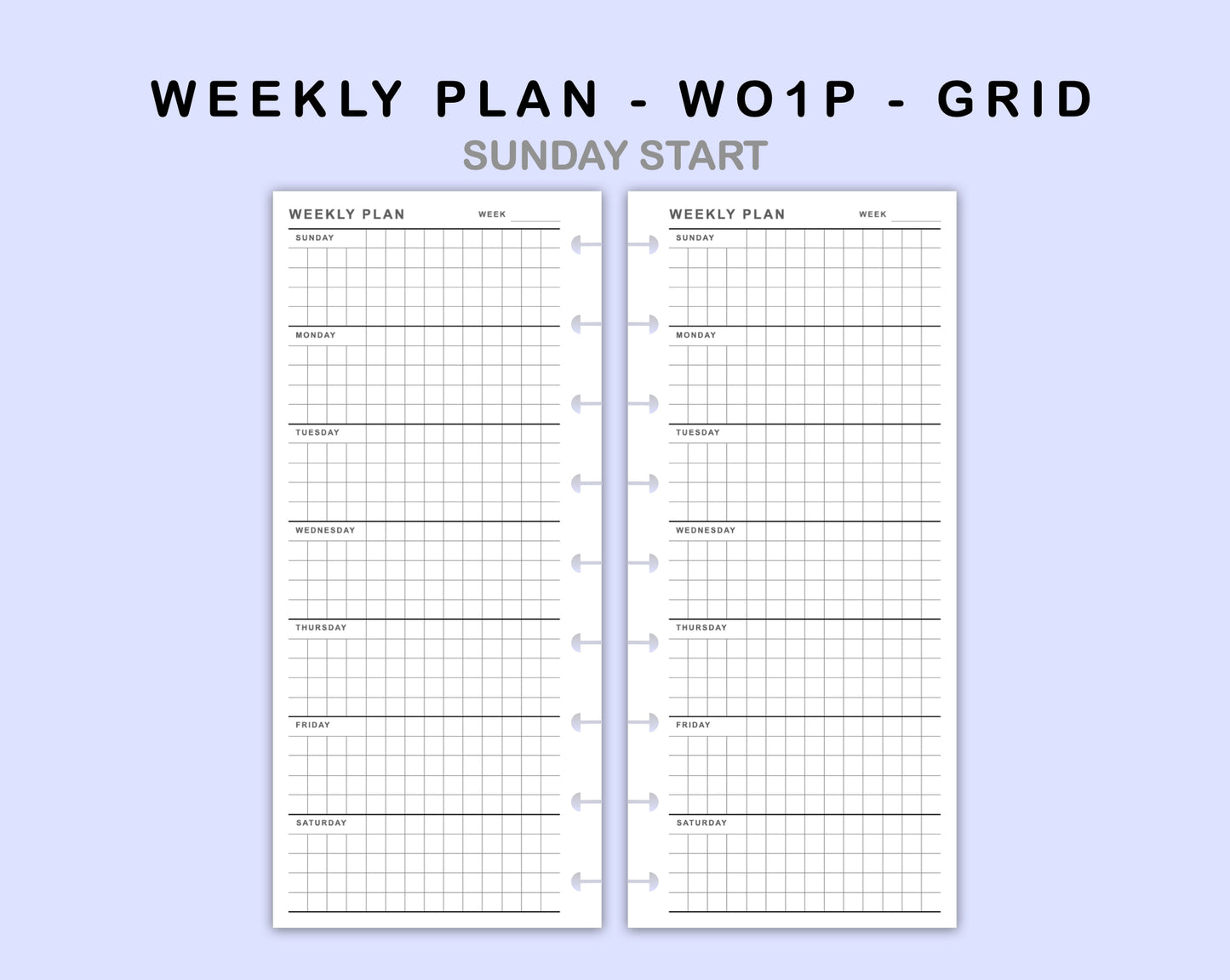 Skinny Classic HP Inserts - Weekly Plan - WO1P - Grid