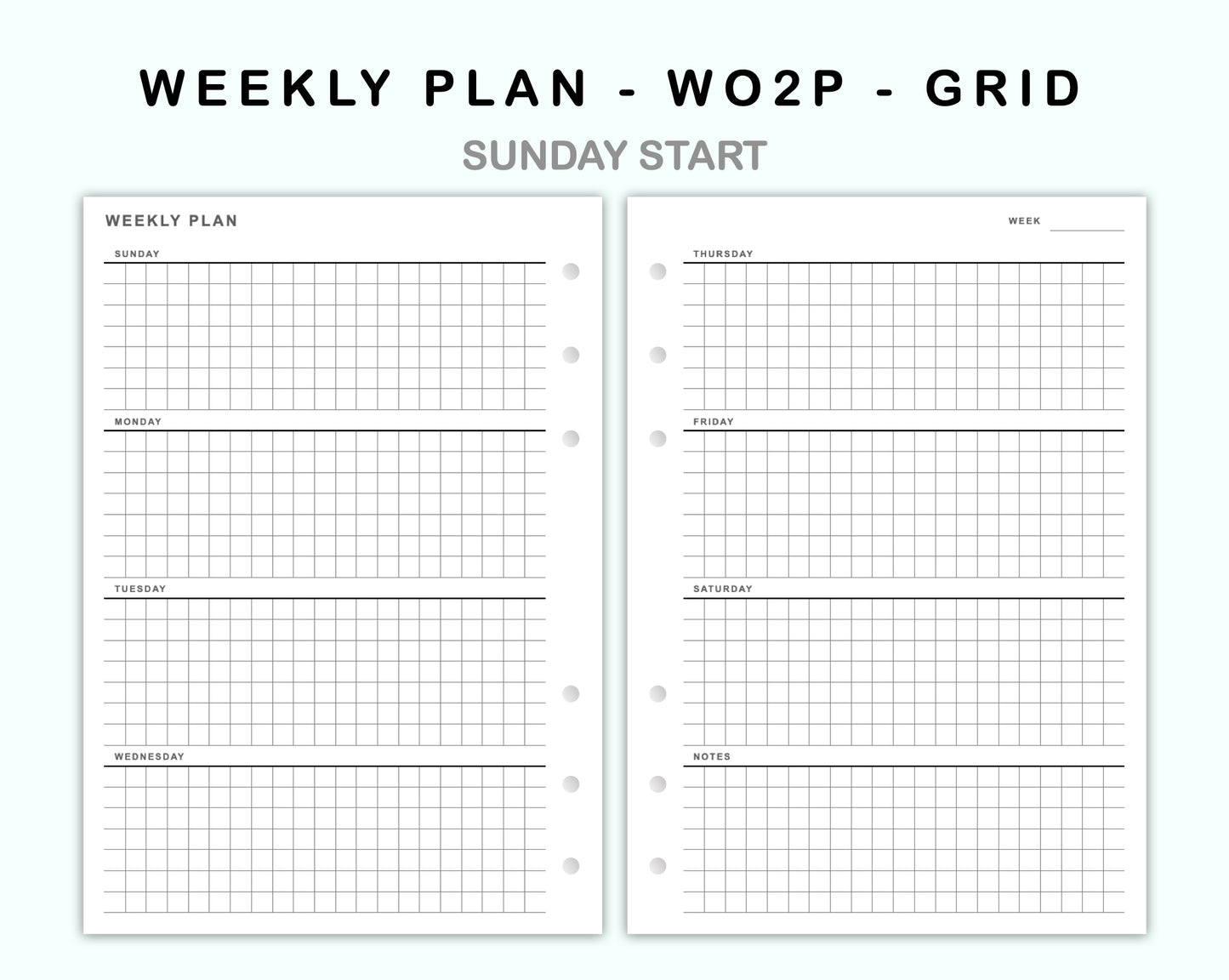 Personal Wide Inserts - Weekly Plan - WO2P - Grid