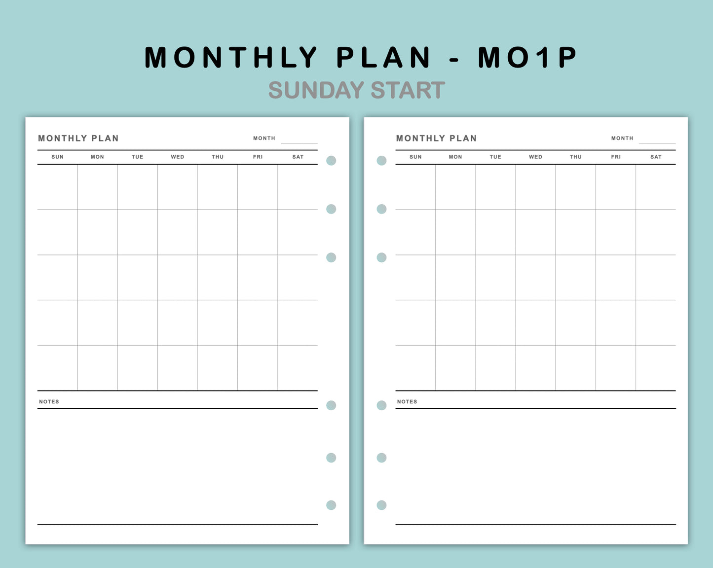 B6 Wide Inserts - Monthly Plan - MO1P