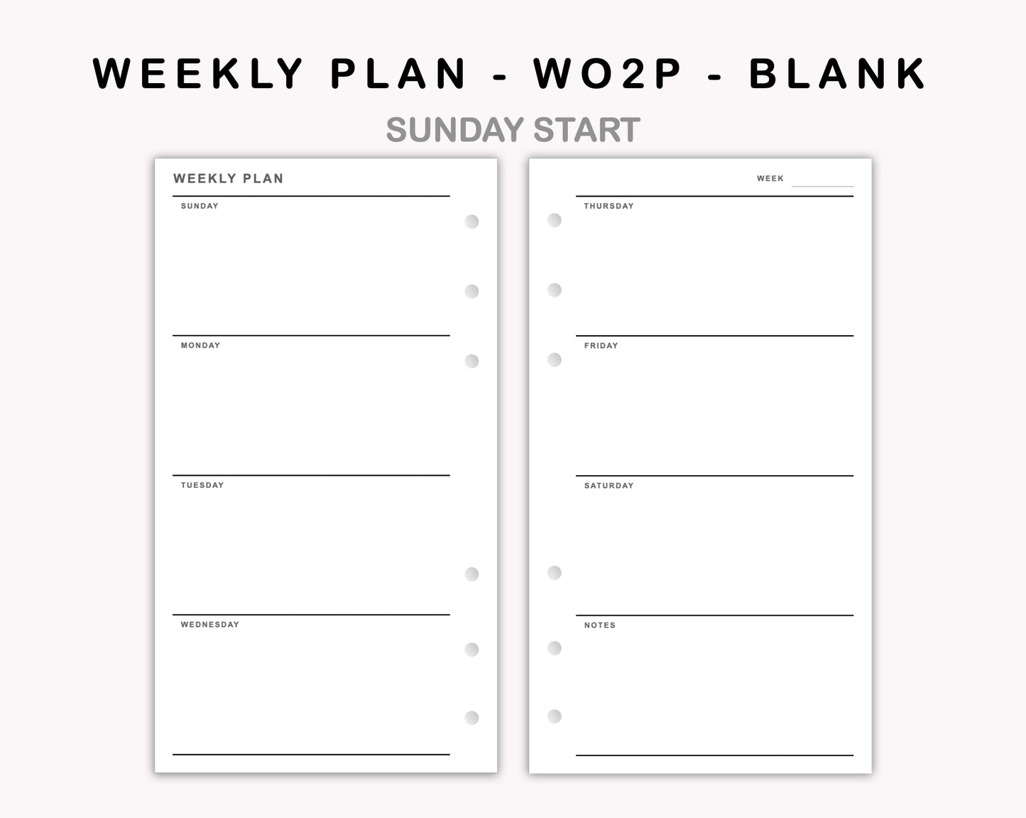 Personal Inserts - Weekly Plan - WO2P - Blank