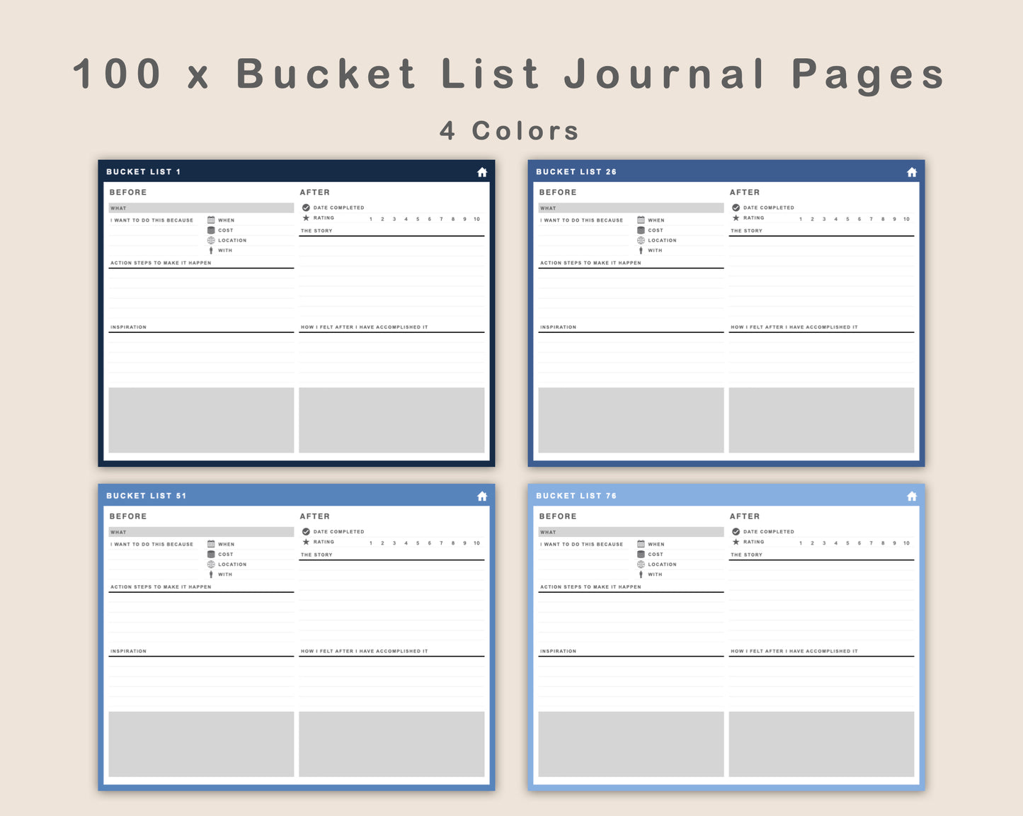 Digital Bucket List Journal - Classic Blue