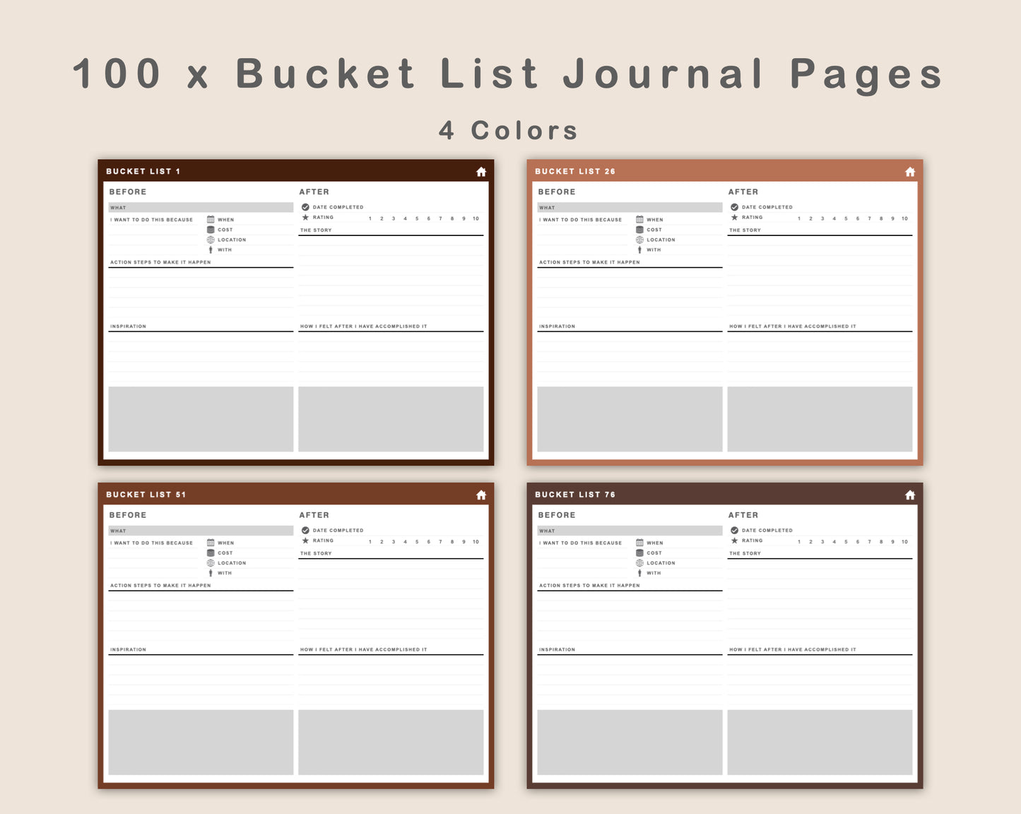 Digital Bucket List Journal - Brown Coffee