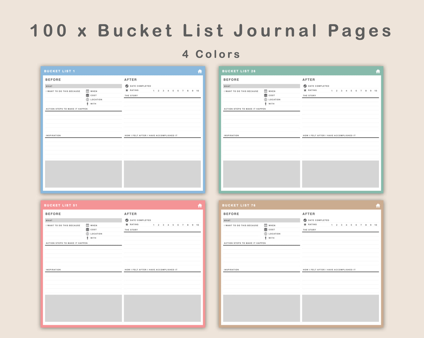 Digital Bucket List Journal - Pastel