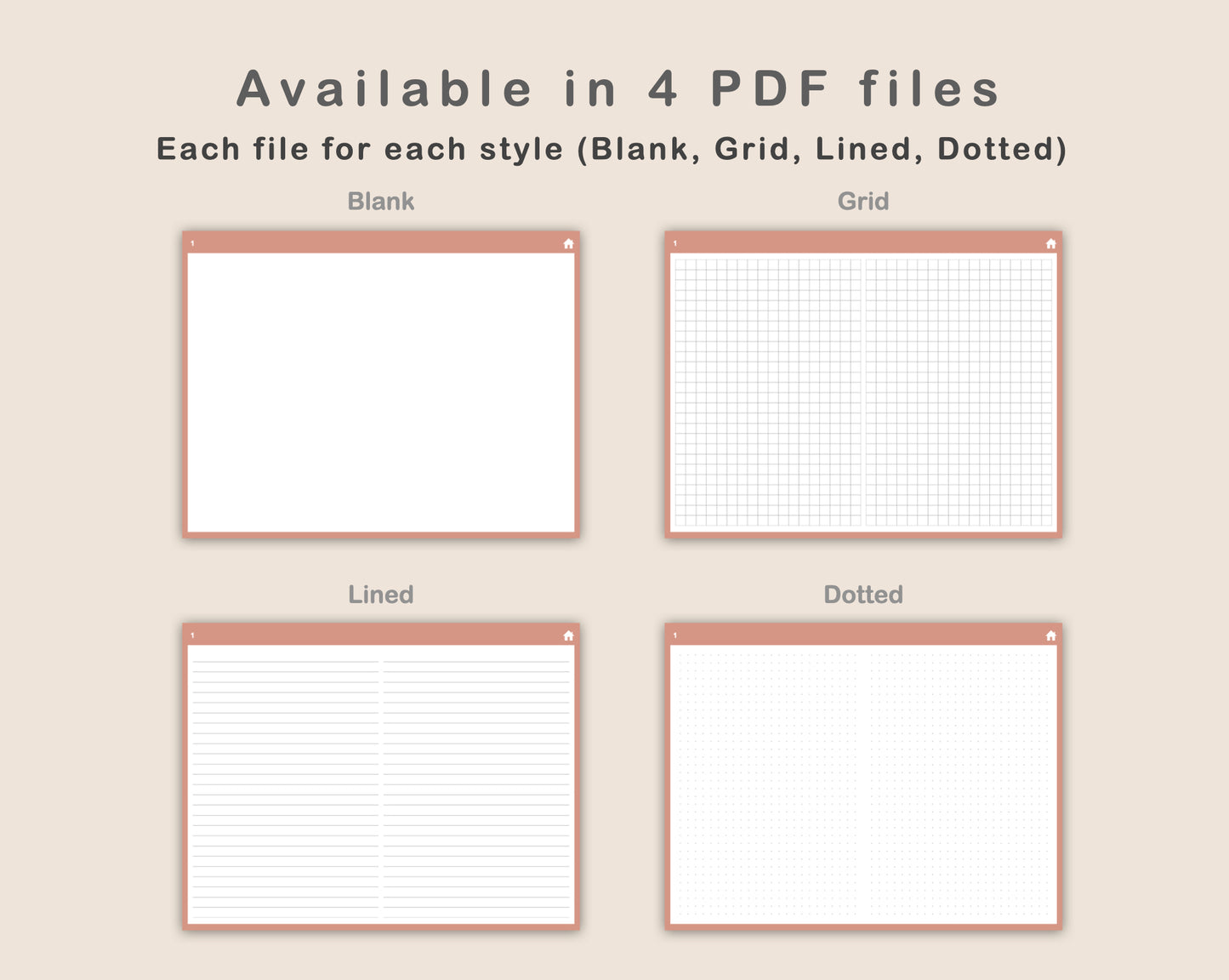 Digital Bullet Journal 200 Pages - Landscape - Neutral