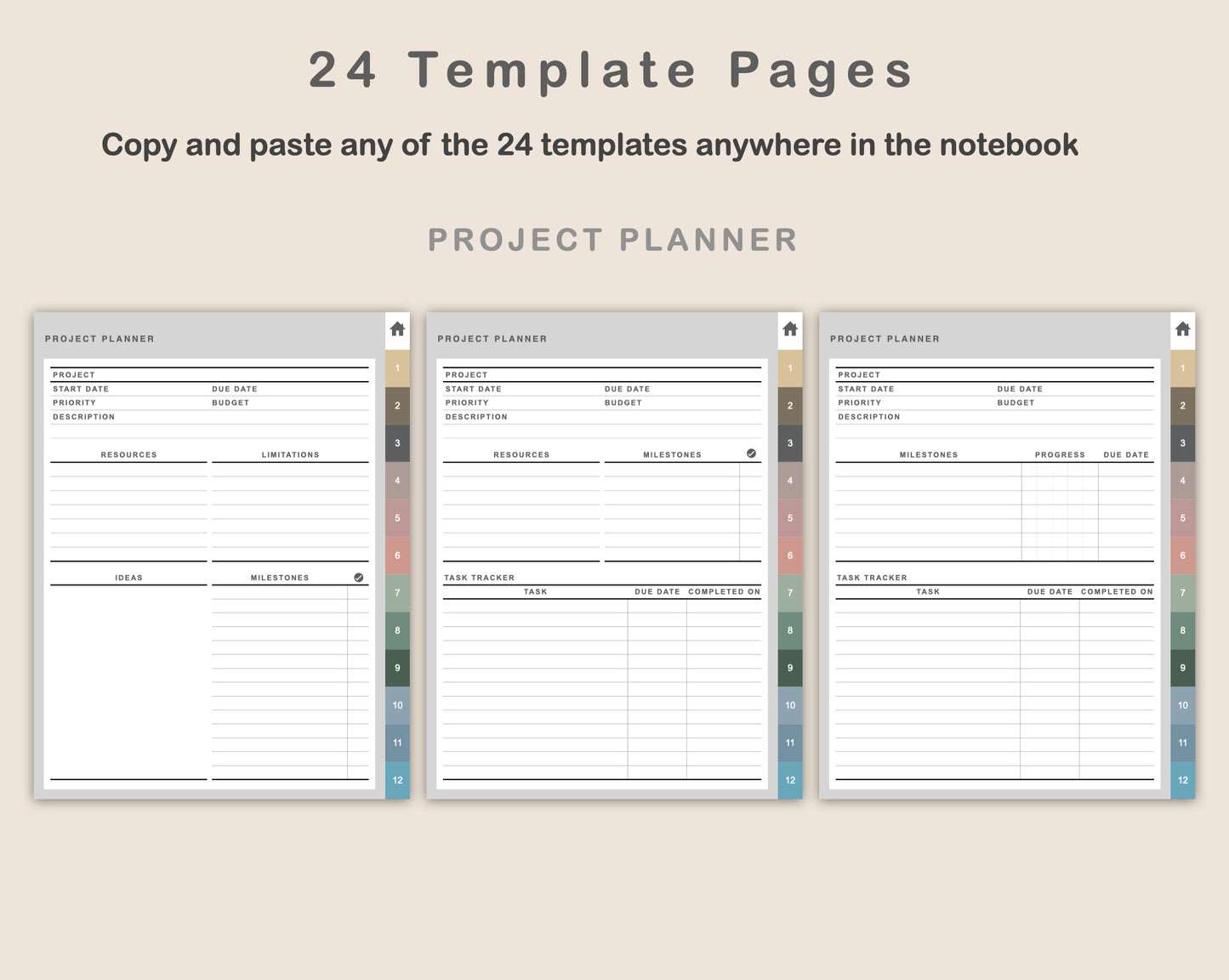 Digital Project Planner - Portrait - Muted