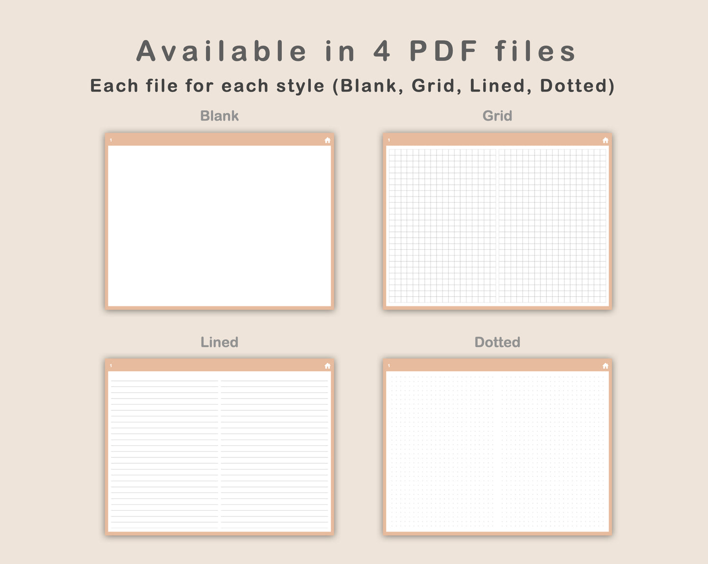 Digital Bullet Journal 200 Pages - Landscape - Brown