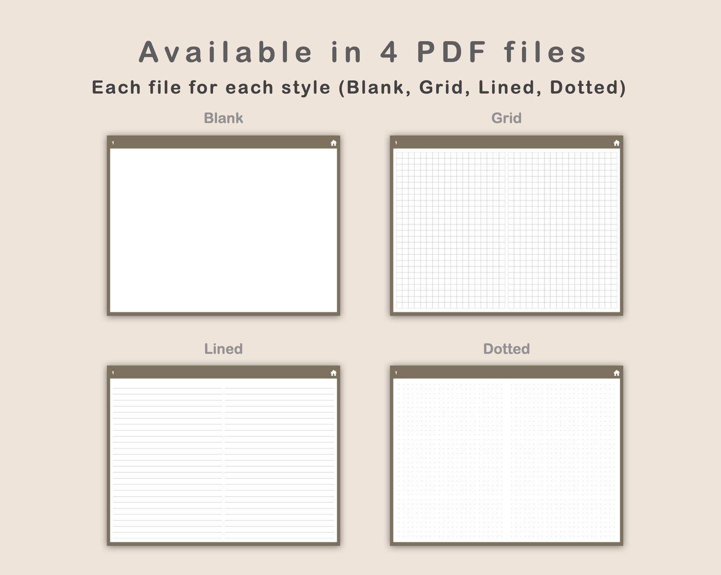 Digital Bullet Journal 200 Pages - Landscape - Muted