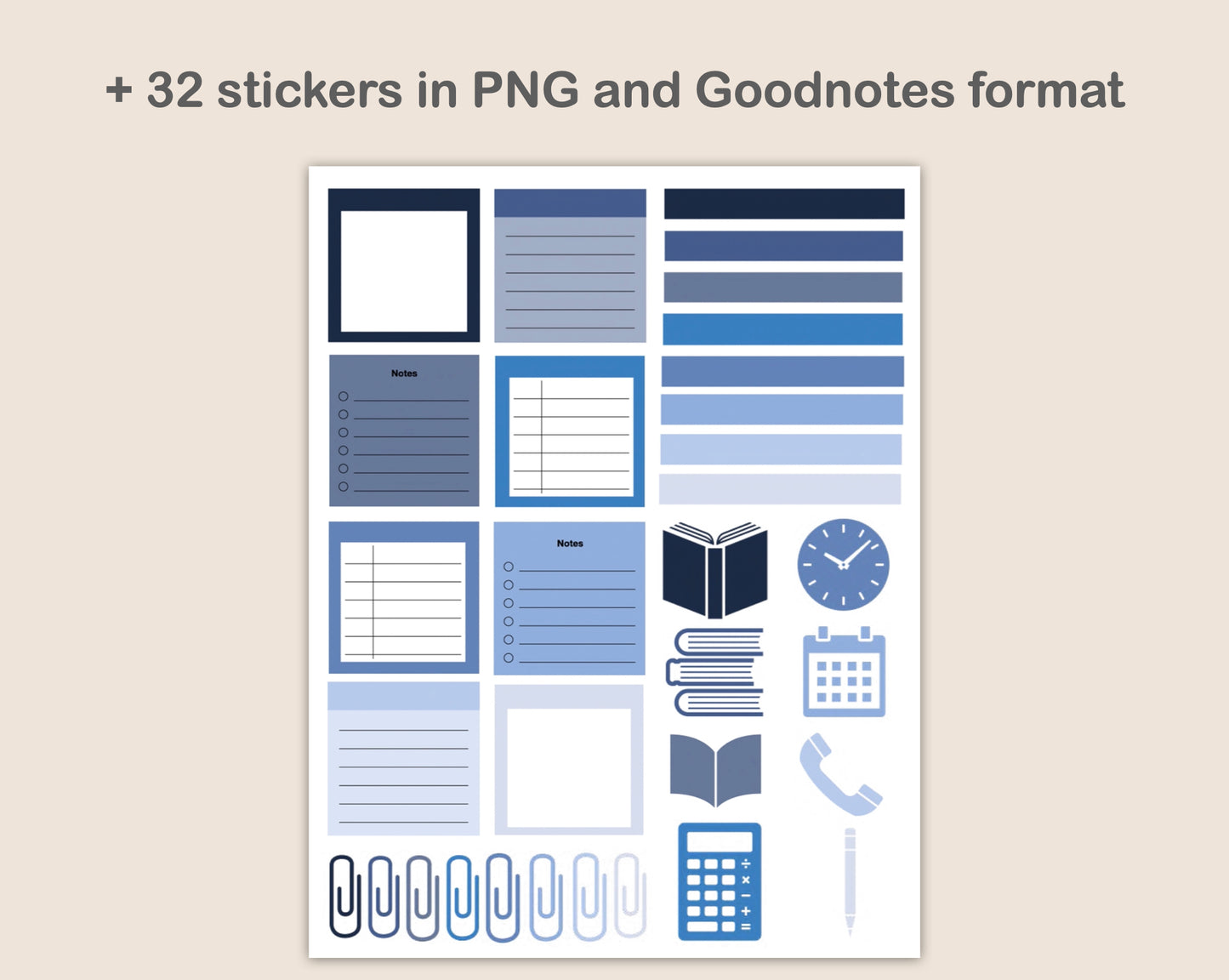 Digital Notebook 8 Tab - Landscape - Classic Blue