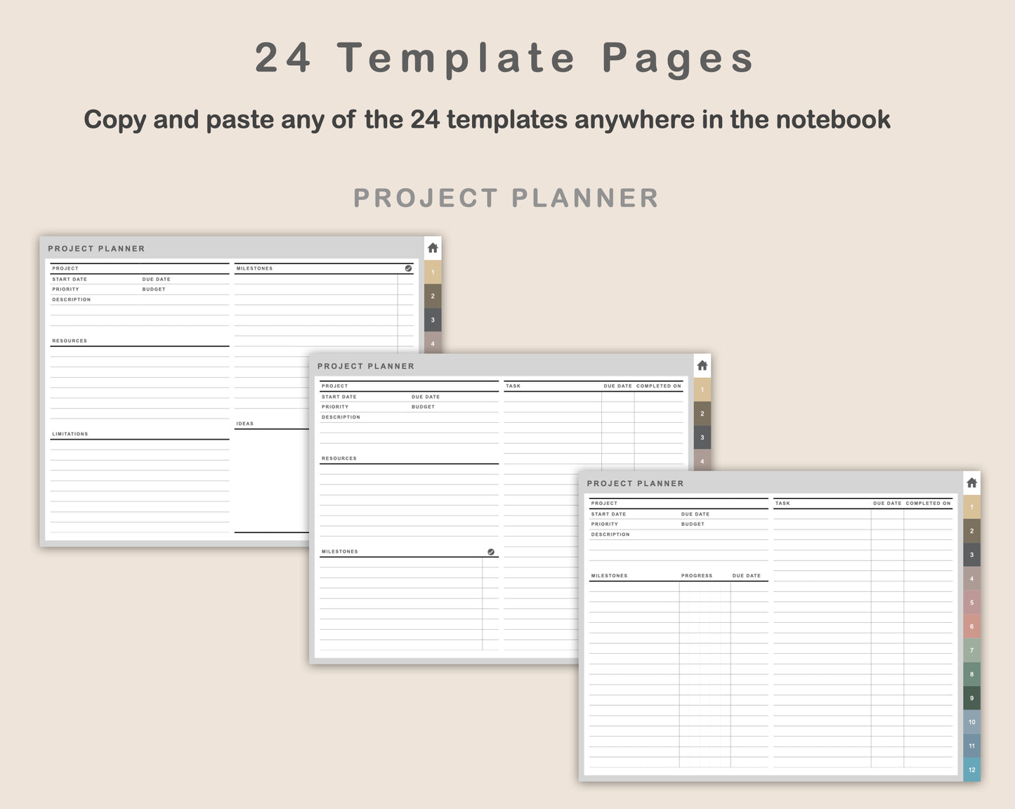 Digital Project Planner - Landscape - Muted