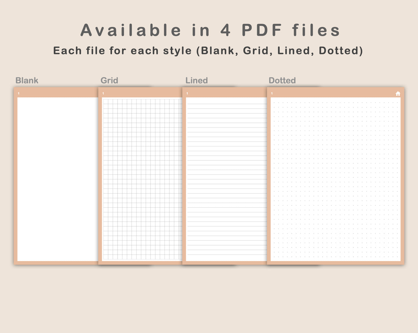 Digital Bullet Journal 200 Pages - Portrait - Brown