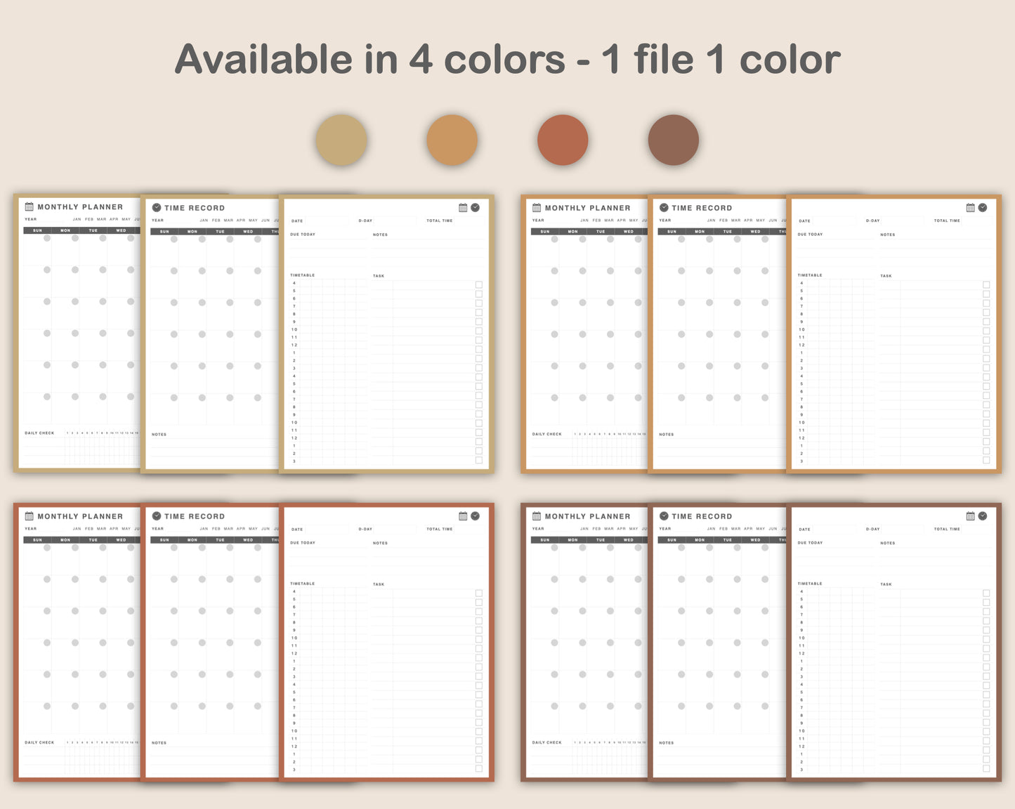 Digital 10 Minute Study Planner - Warm