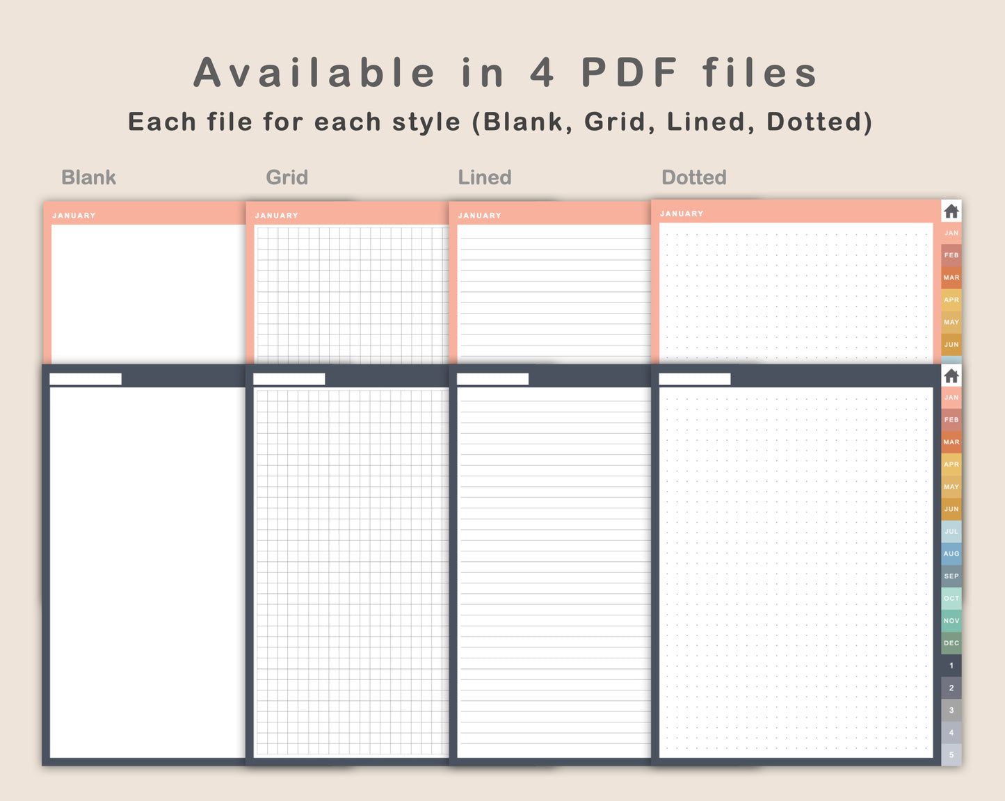 Digital Bullet Journal - 12 Months - Portrait - Boho