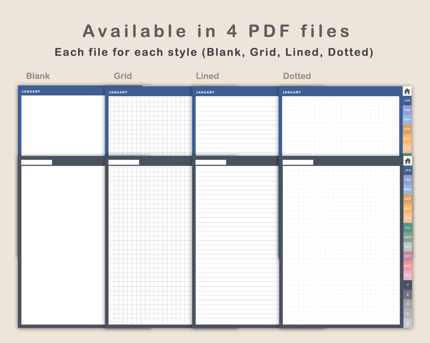 Digital Bullet Journal - 12 Months - Portrait - Spring