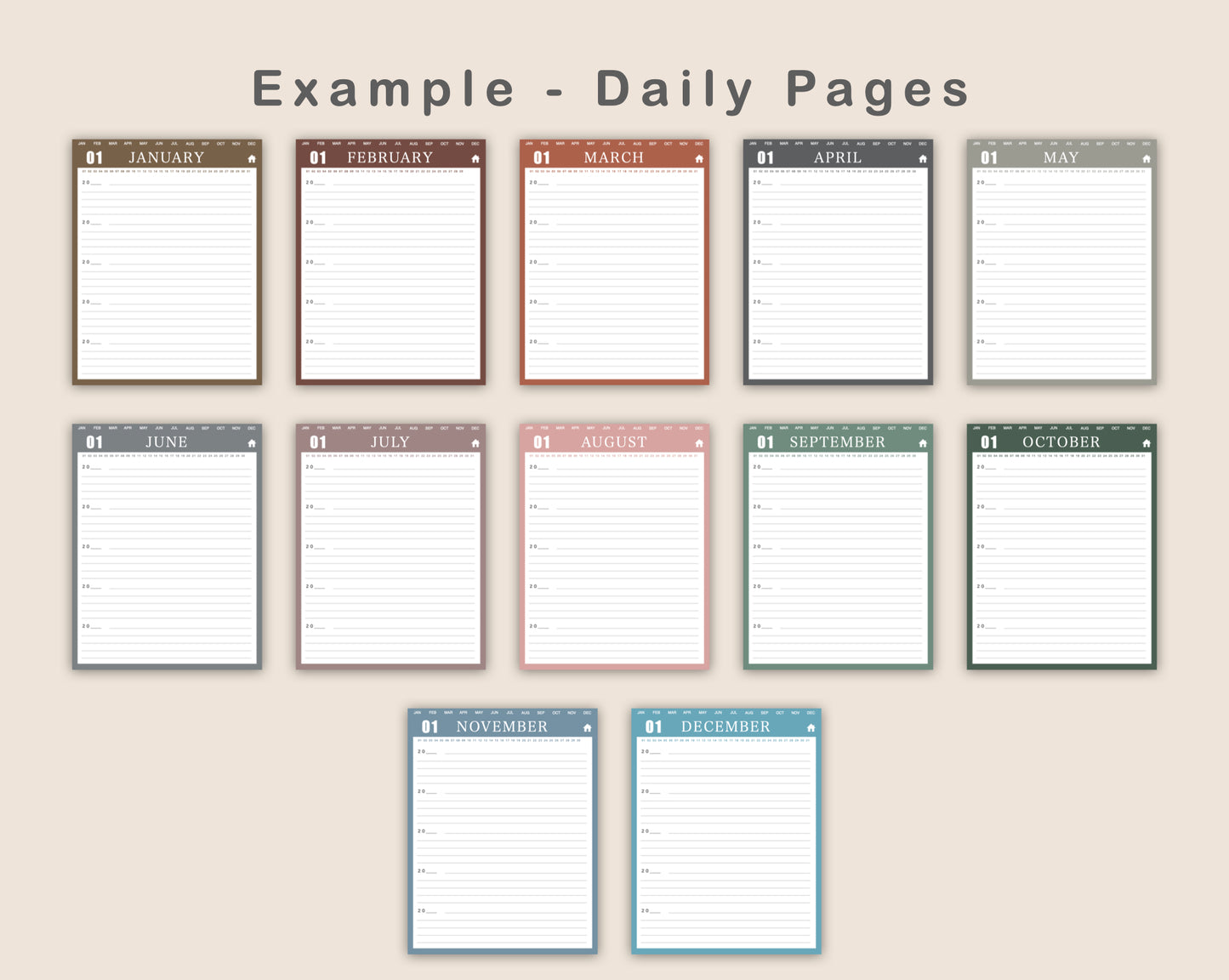 Digital 5 Year Journal - Muted