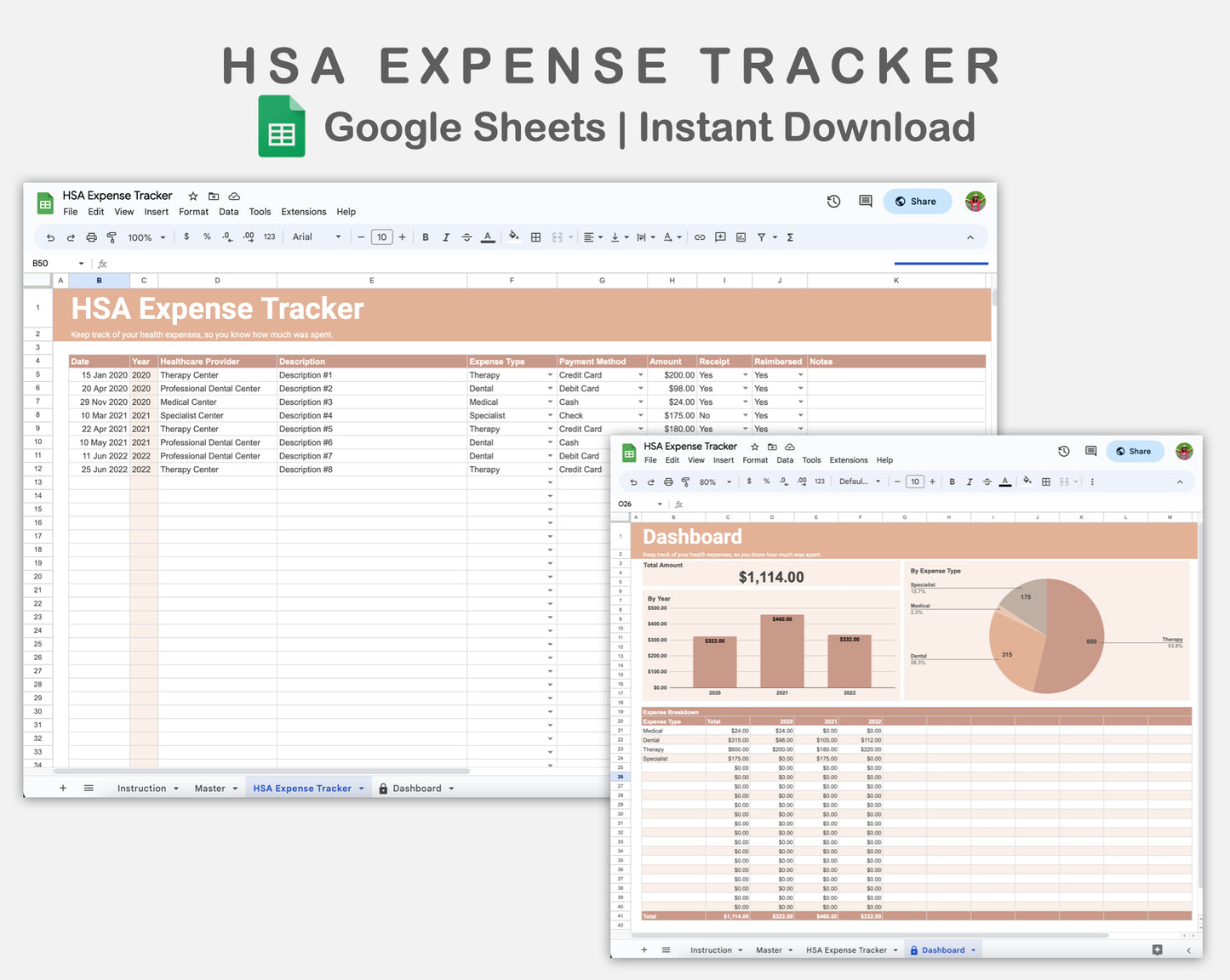 Google Sheets - HSA Expense Tracker - Neutral