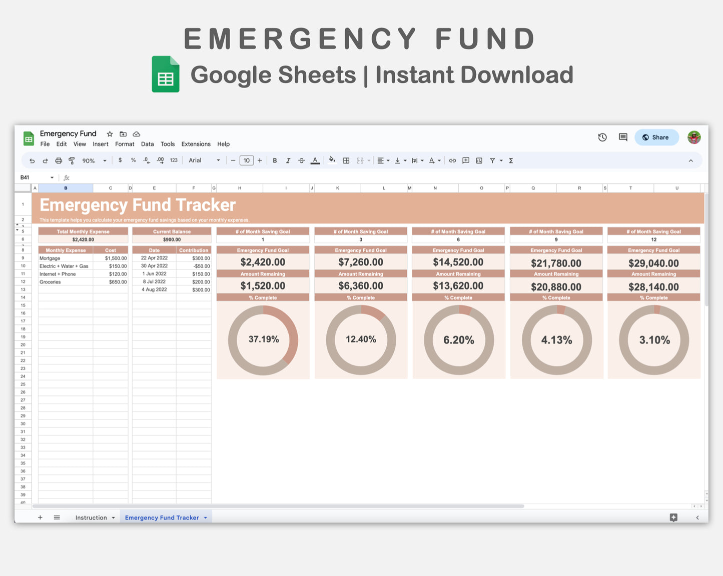 Google Sheets - Emergency Fund - Neutral