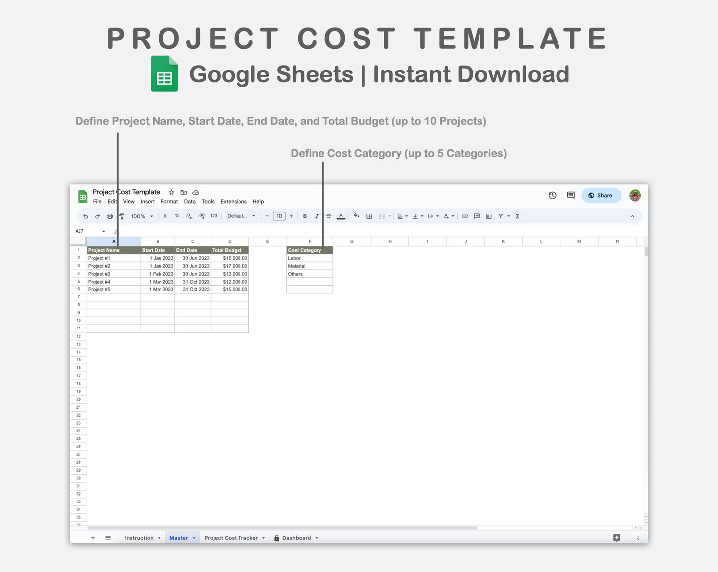 Google Sheets - Project Cost Template - Earthy