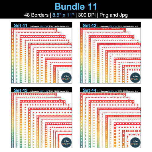 Border Clipart Bundle 11 - Vintage Rainbow - Page Borders and Frames