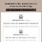 Handwriting Practice Sheets - Happiness Font