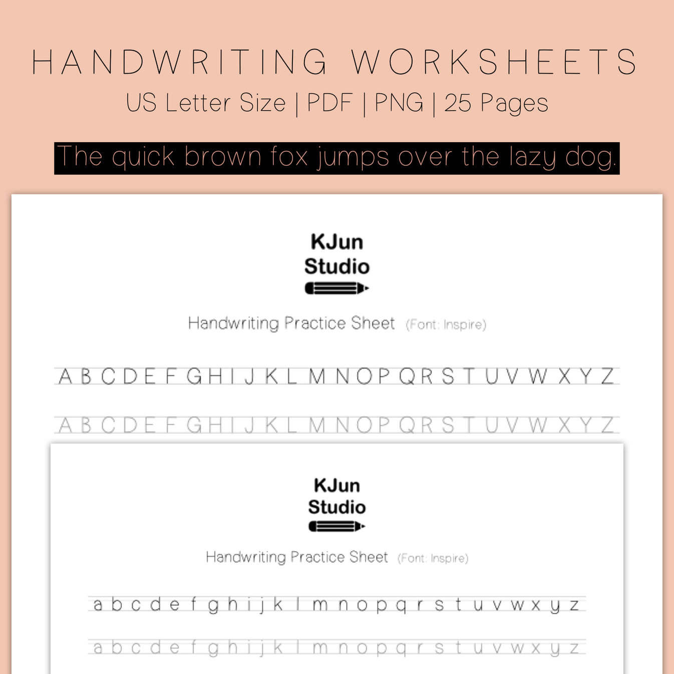 Font Practice Handwriting Practice Sheets - Inspire Font – kjunstudio