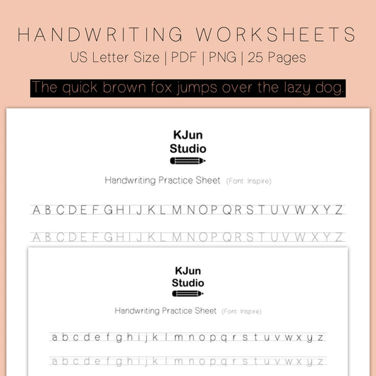 Handwriting Practice Sheets - Inspire Font