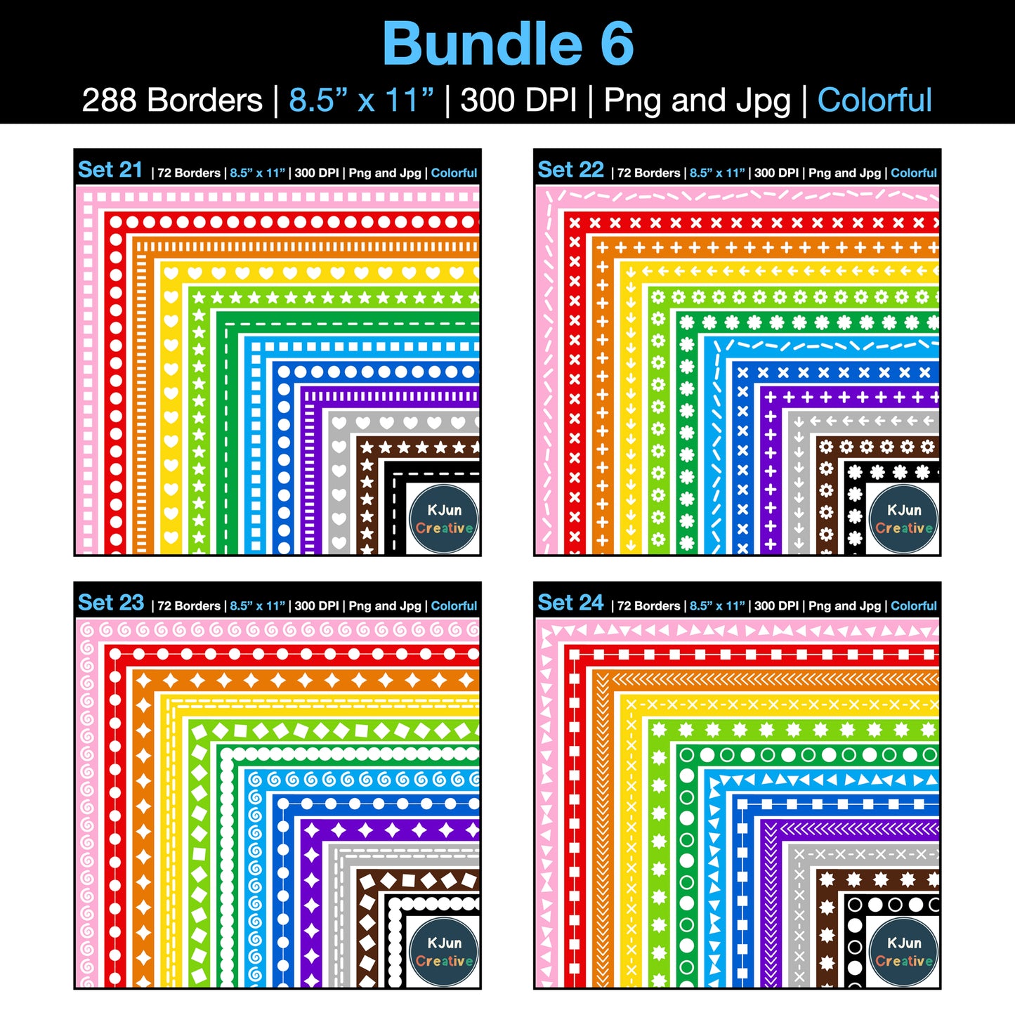 Border Clipart Bundle 6 - Colorful - Page Borders and Frames