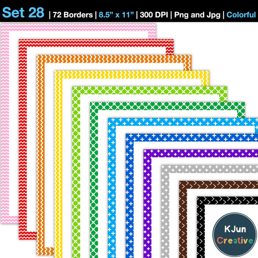 Border Clipart Set 28 - Colorful - Page Borders and Frames