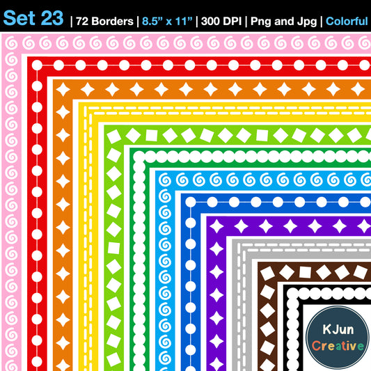 Border Clipart Set 23 - Colorful - Page Borders and Frames