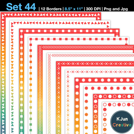 Border Clipart Set 44 - Vintage Rainbow - Page Borders and Frames
