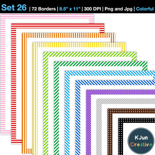 Border Clipart Set 26 - Colorful - Page Borders and Frames